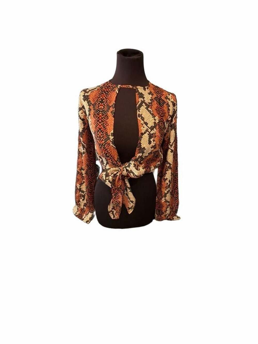 Boohoo Snake Tie Front Crop Top Us 6